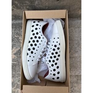 Liebeskind Sneakers Womens Size 9 Leather White Black Holes Lace Up Quiet Luxury